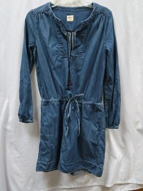 GAP Indigo Denim Long-Sleeve Tie-Waist Dress
